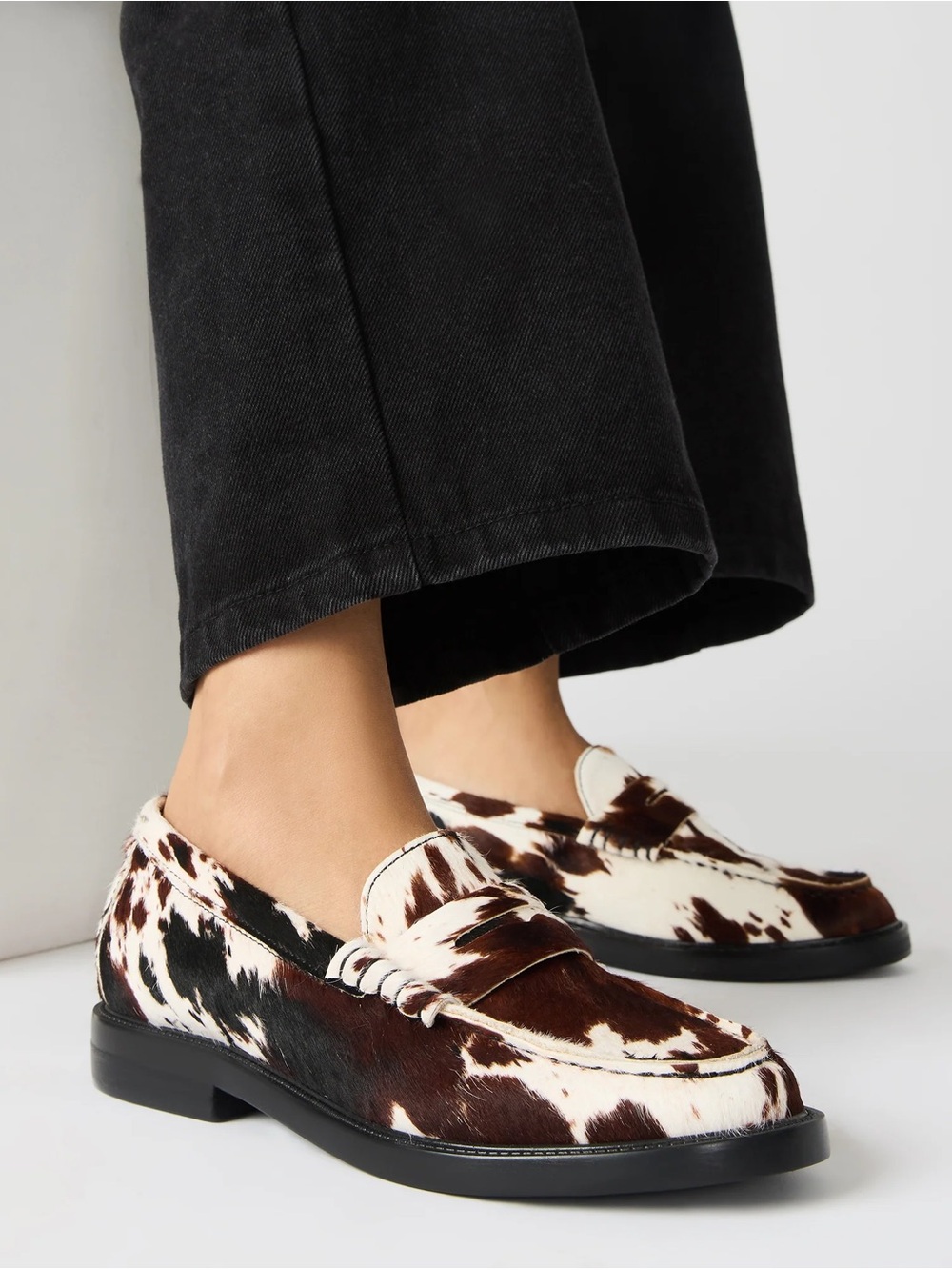 Steve Madden Madison Brown Cow Print Loafers